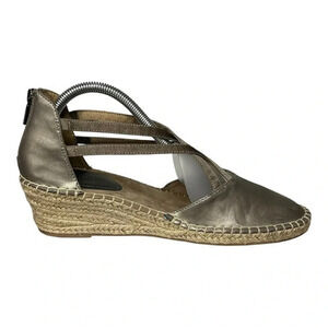 Kenneth Cole Reaction "Clo" Espadrille Sandal Pewter Strappy Women Size‎ 9.5